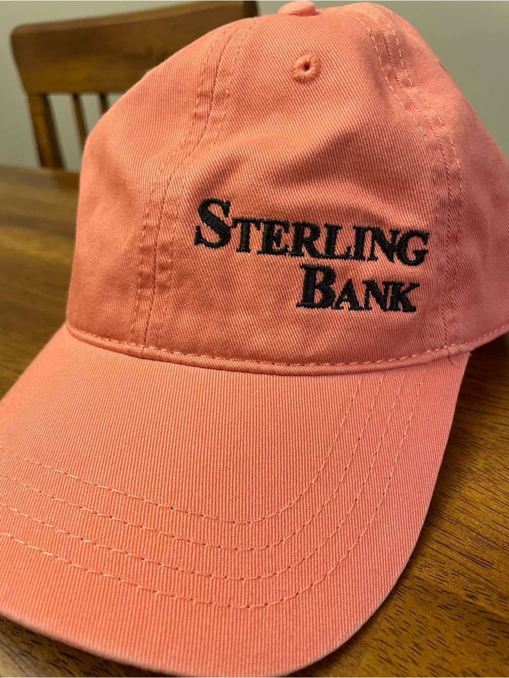 Sterling Bank Slideback Hat Peach One Size Adjustable Solid 6 Panel NEW